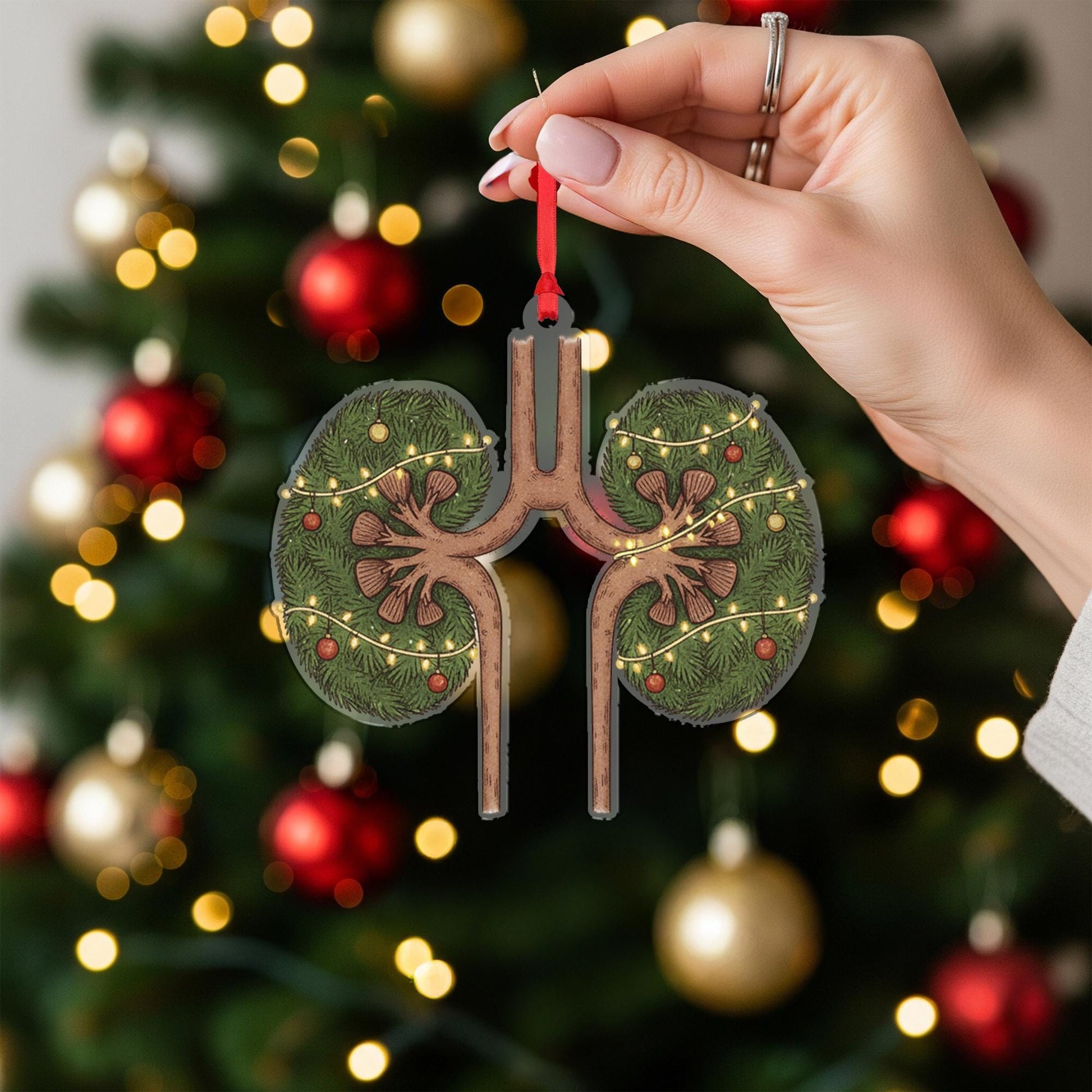 Christmas Kidneys Ornament – Medical Tree Decoration for Nurse, Doctor, Nephrologist
