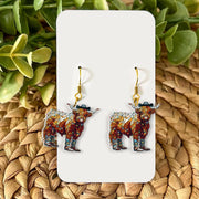 Highland Cow Earrings – Western Cowboy Boot Cow Jewelry