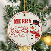 Snowman Christmas Ornament: Round Merry Christmas Tree Decoration