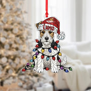 Wire Fox Terrier Ornament – Personalized Dog Christmas Decoration with Santa Hat & Lights