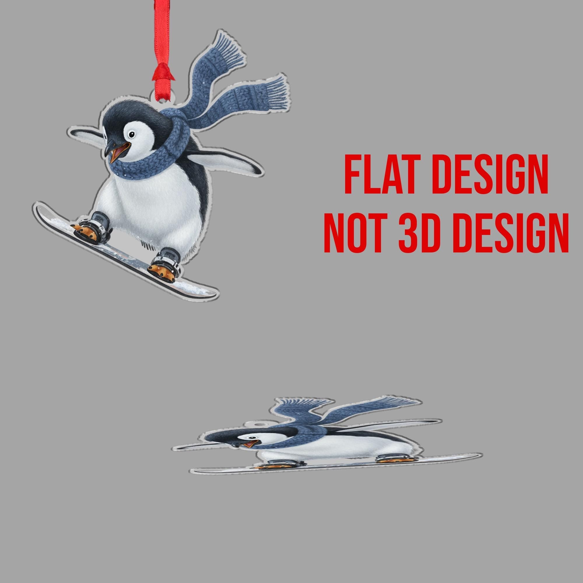 Penguin Christmas Ornament – Holiday Tree Decoration with Snowboard and Scarf