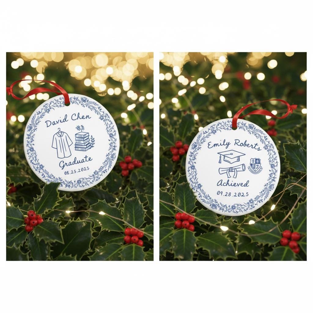Personalized Graduation Ornament – Custom Ceramic Keepsake with Name, Class Year & Date