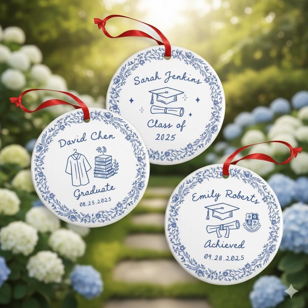 Personalized Graduation Ornament – Custom Ceramic Keepsake with Name, Class Year & Date