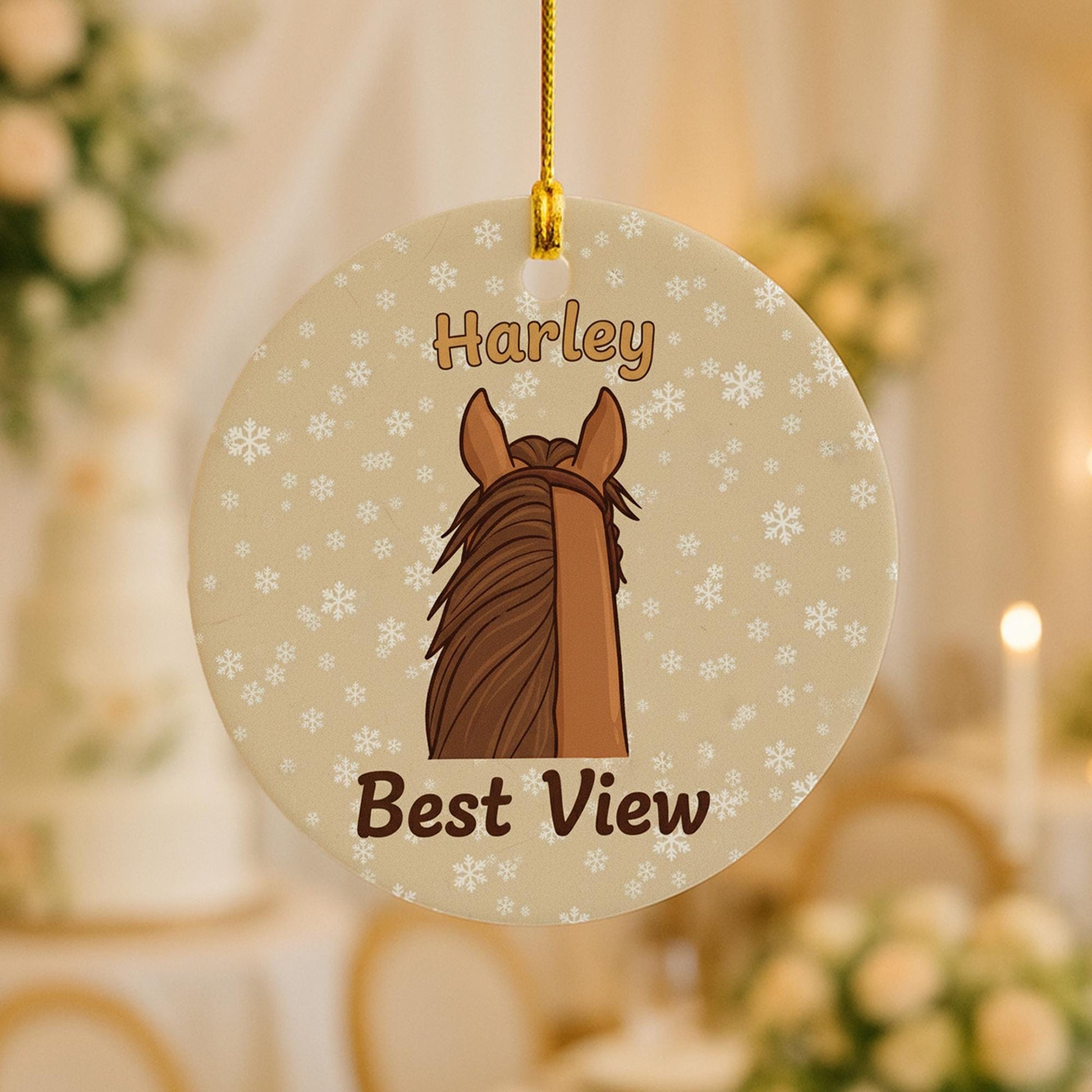 Personalized Horse Ceramic Ornament: Custom Equestrian Christmas Gift
