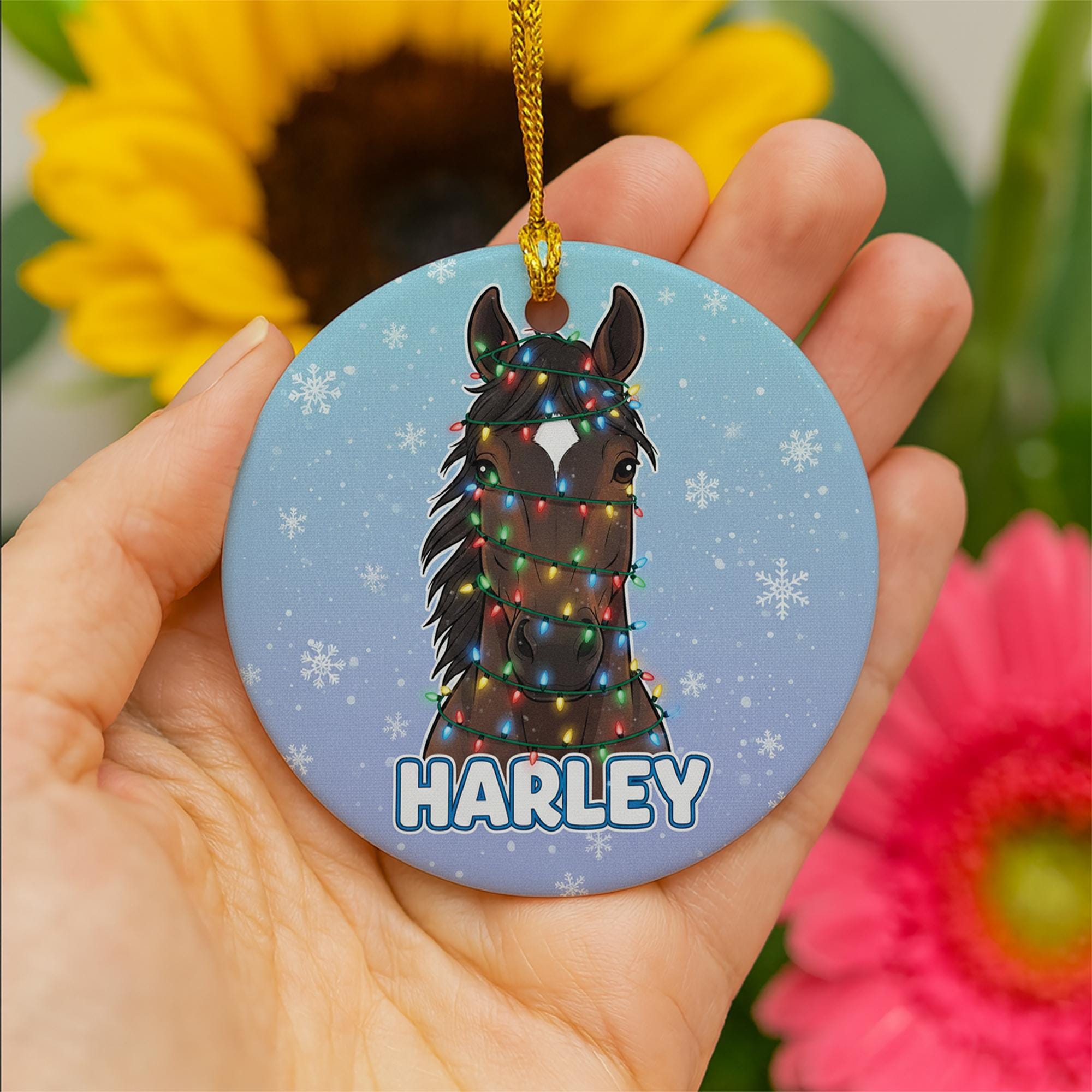 Personalized Horse Ceramic Ornament: Equestrian Christmas Decor