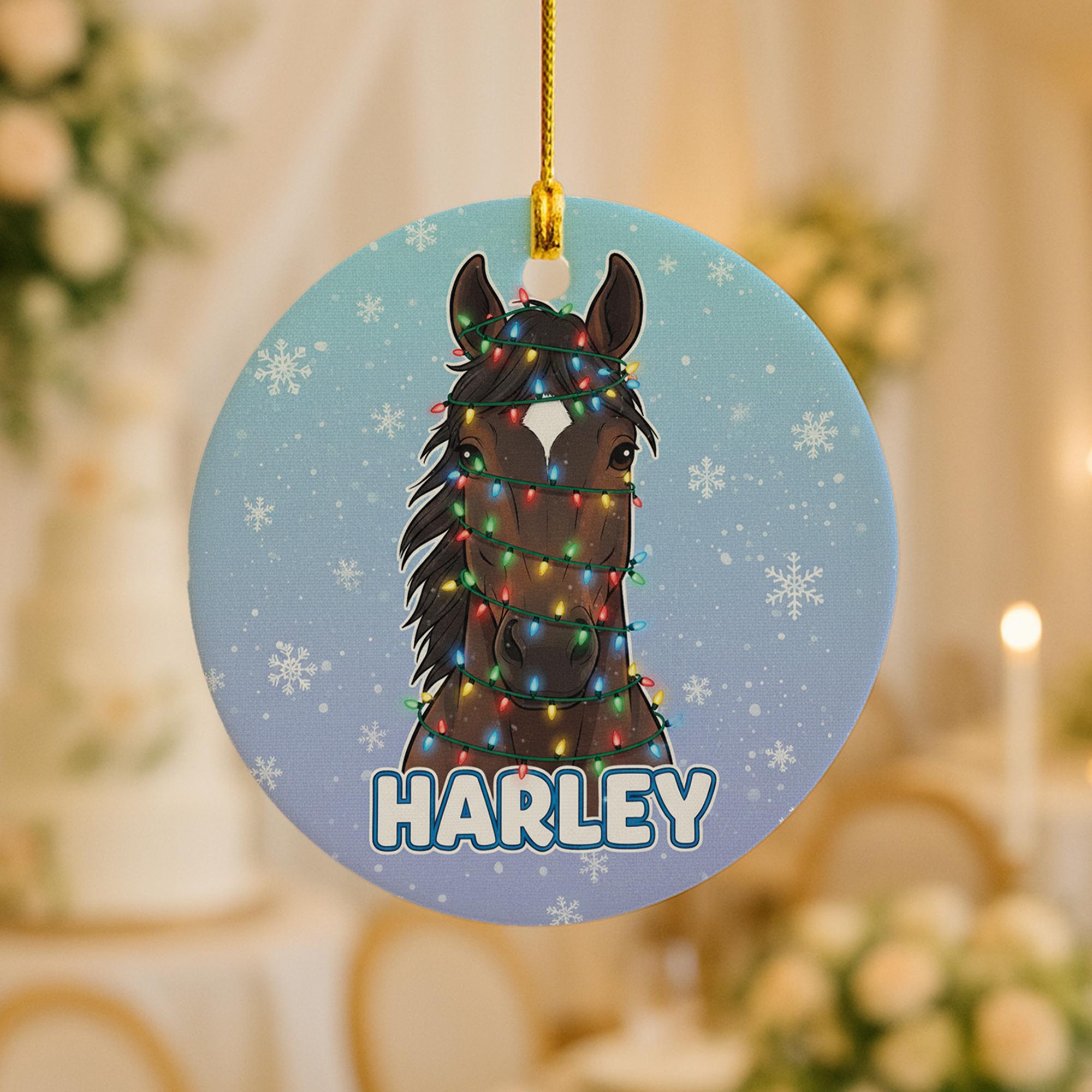 Personalized Horse Ceramic Ornament: Equestrian Christmas Decor