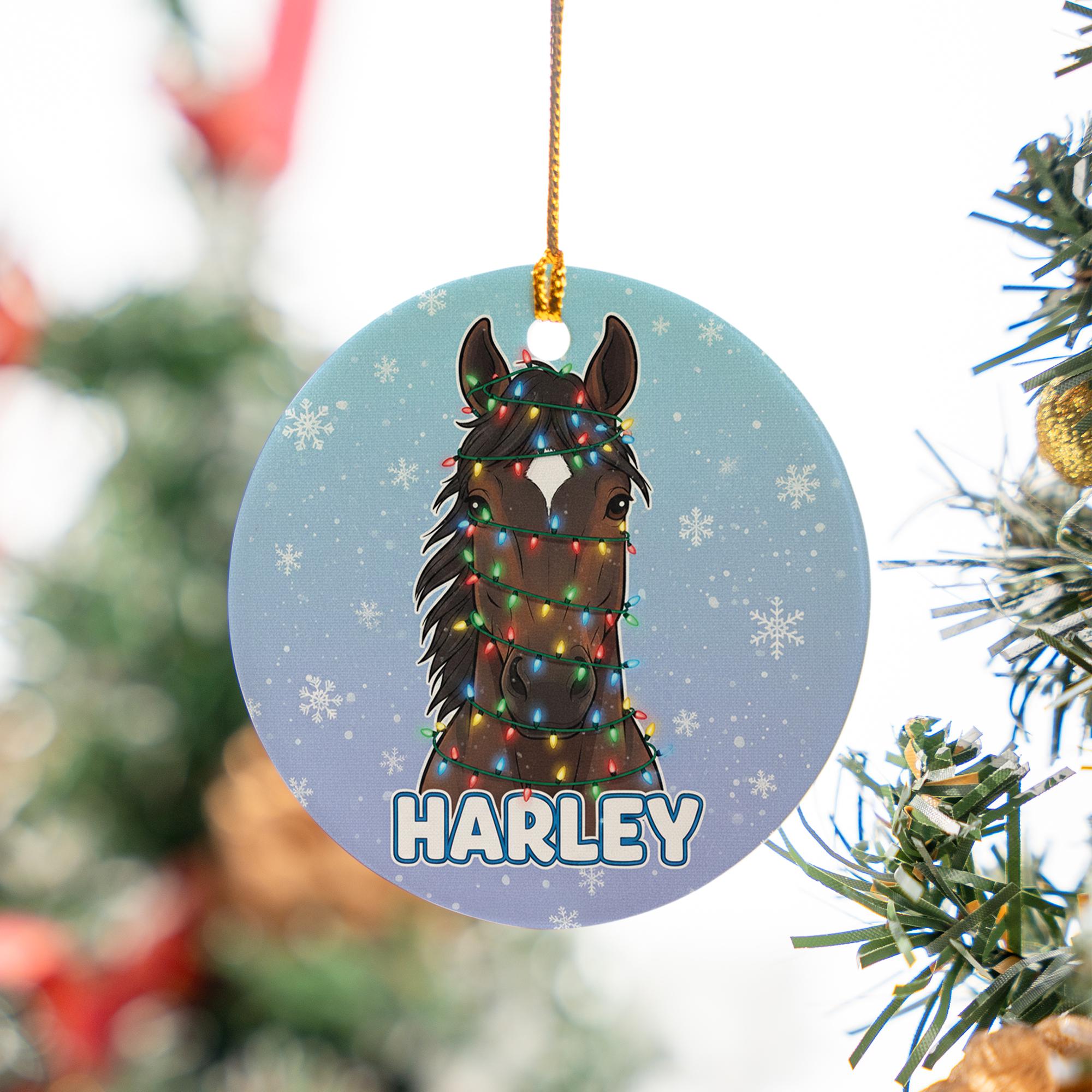 Personalized Horse Ceramic Ornament: Equestrian Christmas Decor
