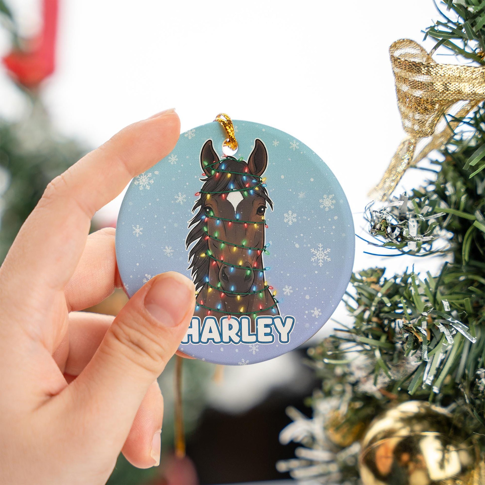 Personalized Horse Ceramic Ornament: Equestrian Christmas Decor