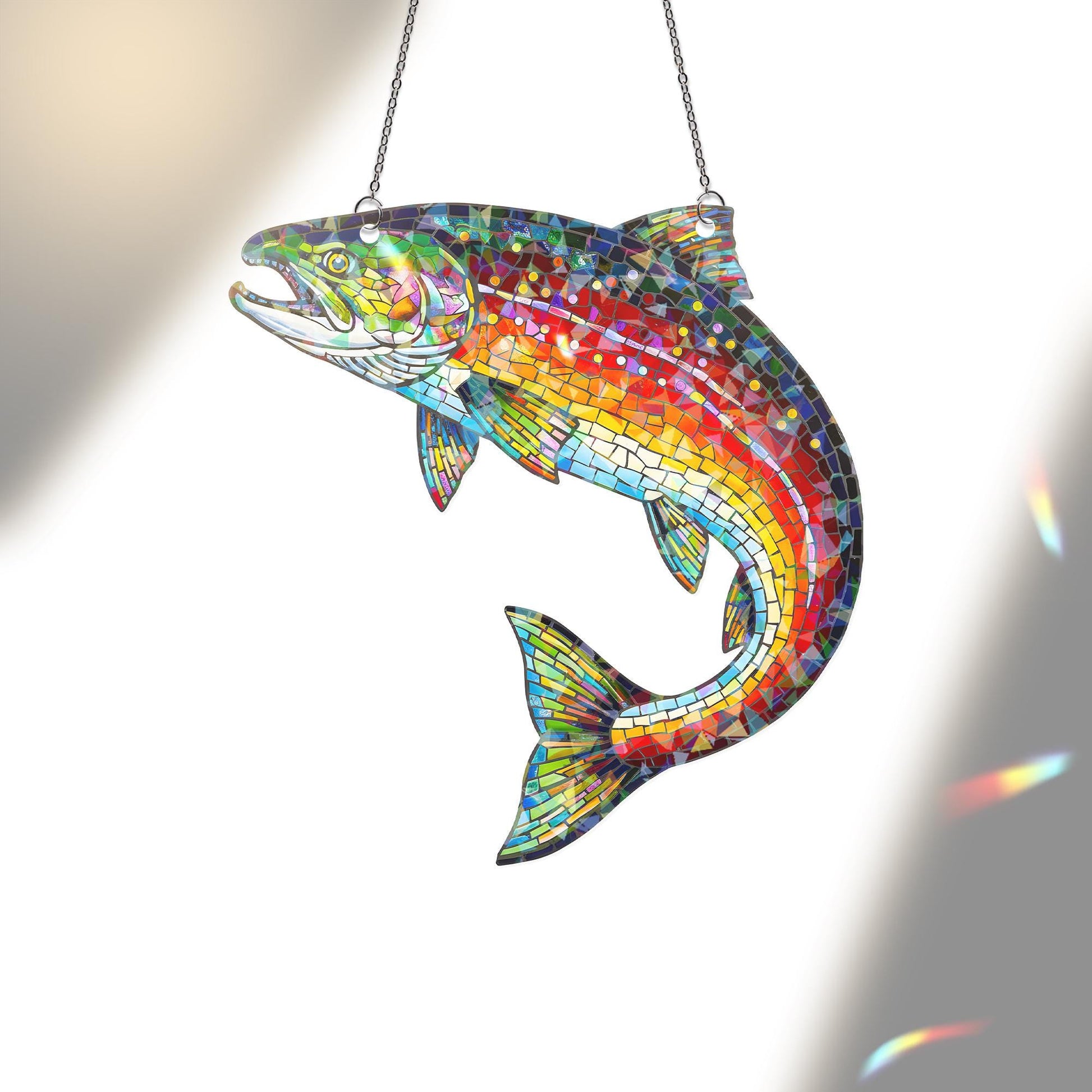 Holographic Salmon Fish Ornament: Fisher Window Hanging Decor