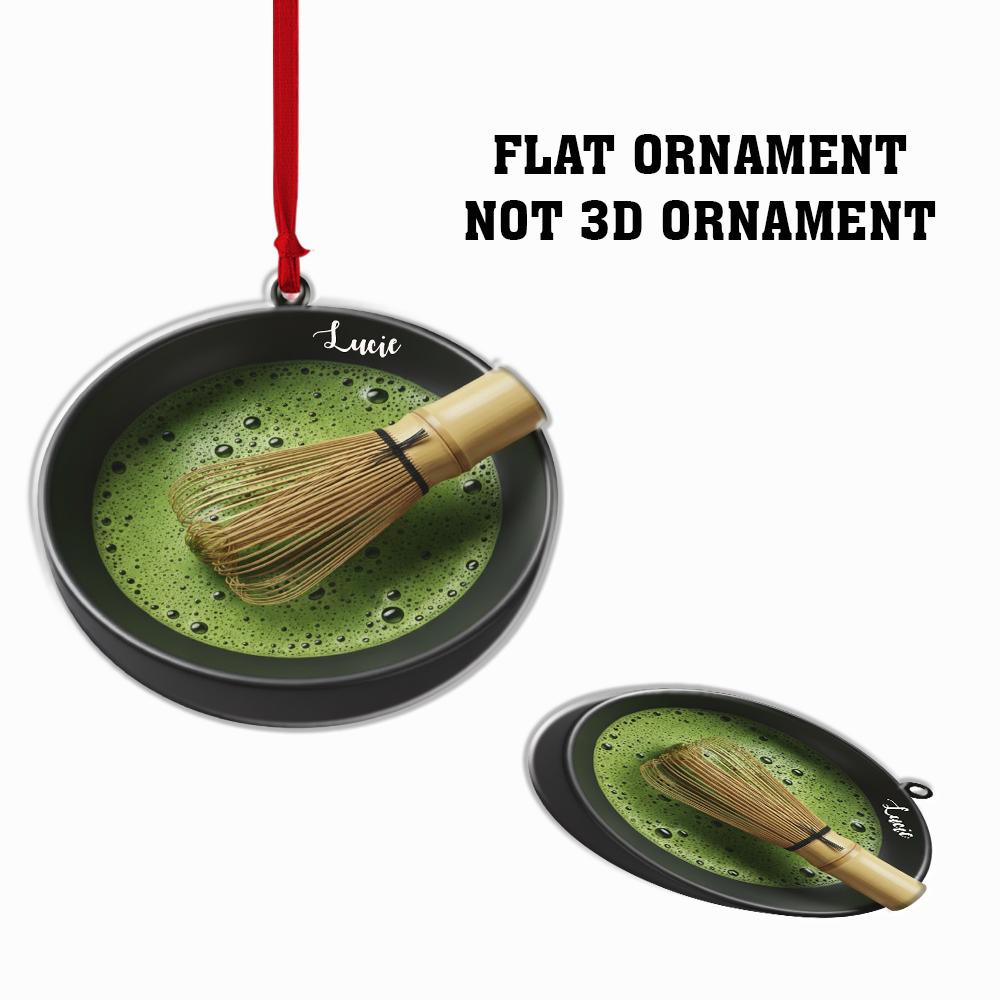 Custom Matcha Ornament with Whisk | Japanese Tea Bowl Decoration | Personalized Christmas Tree Hanging