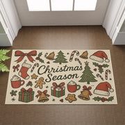 Christmas Doormat – Holiday Entry Rug with Trees Stockings and Gifts