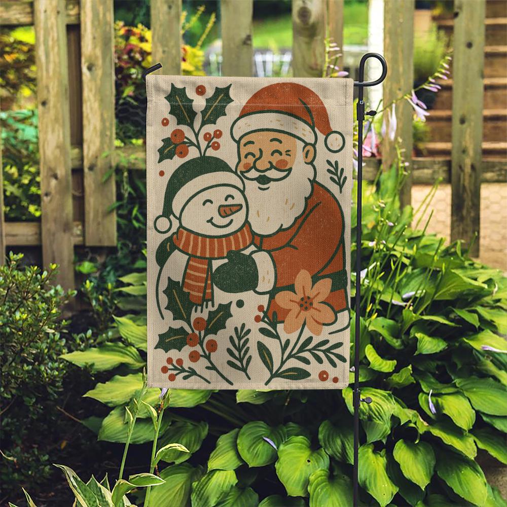 Christmas Garden Flag – Santa and Snowman Outdoor Holiday Yard Decor