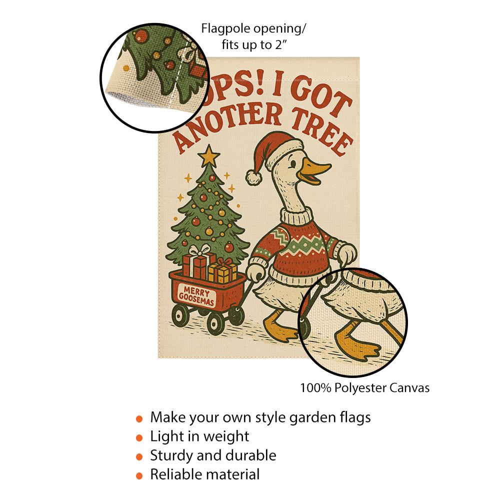 Christmas Garden Flag – Goose with Tree and Gifts Holiday Outdoor Decor