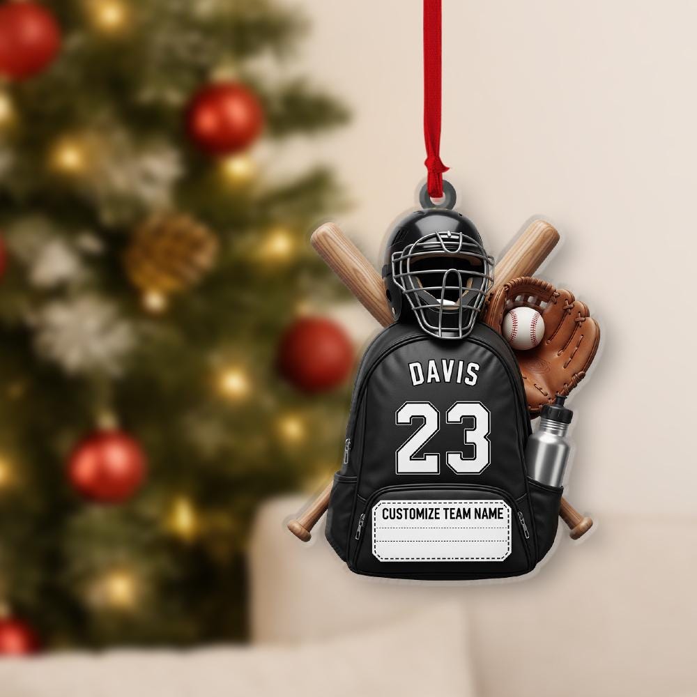 Personalized Baseball Ornament – Custom Jersey Number, Team Name & Player Gift,