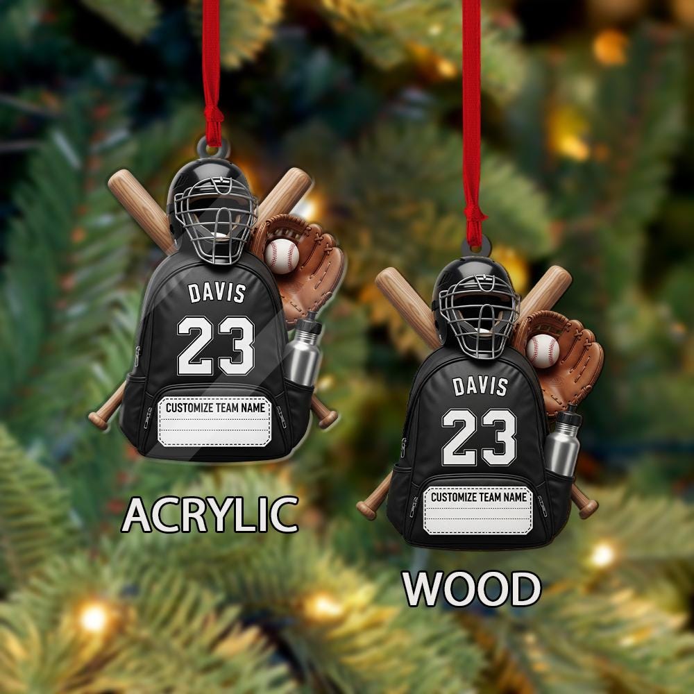 Personalized Baseball Ornament – Custom Jersey Number, Team Name & Player Gift,