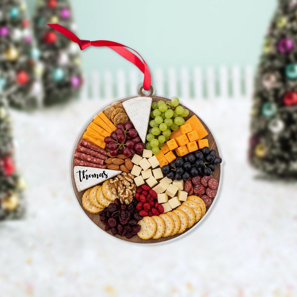Personalized Charcuterie Board Ornament – Custom Name Food Cheese Meat Christmas Tree Decoration