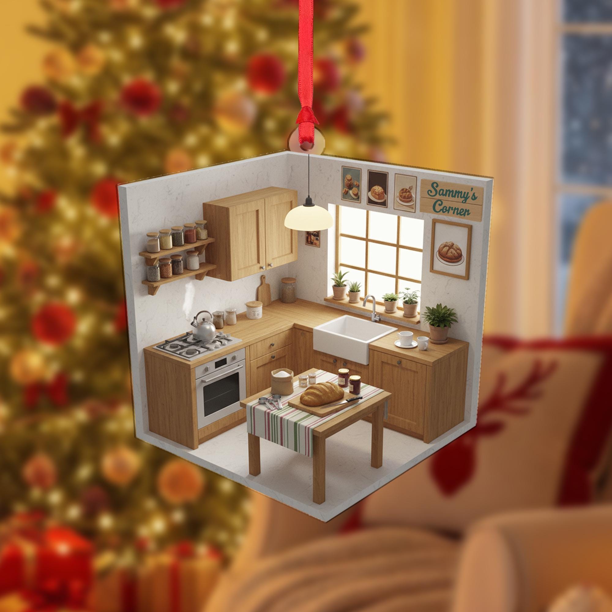 Personalized Kitchen Ornament – Miniature Wooden Baking Room Decoration
