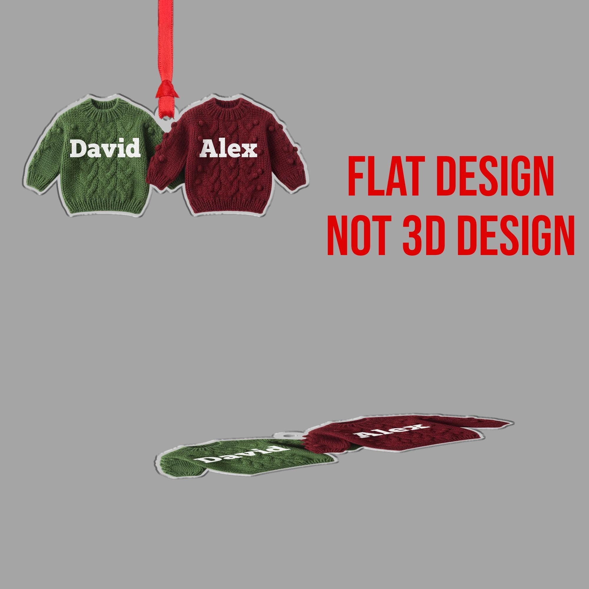 Personalized Sweater Ornament – Knitted Style Christmas Decoration with Names