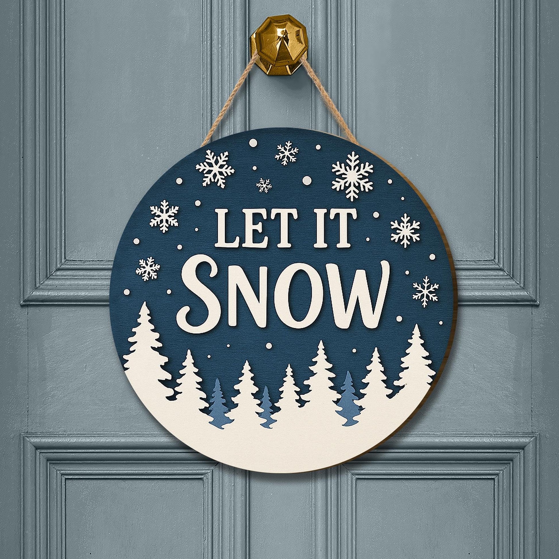 Rustic "Let It Snow" Christmas Wooden Sign: Holiday Door Decor