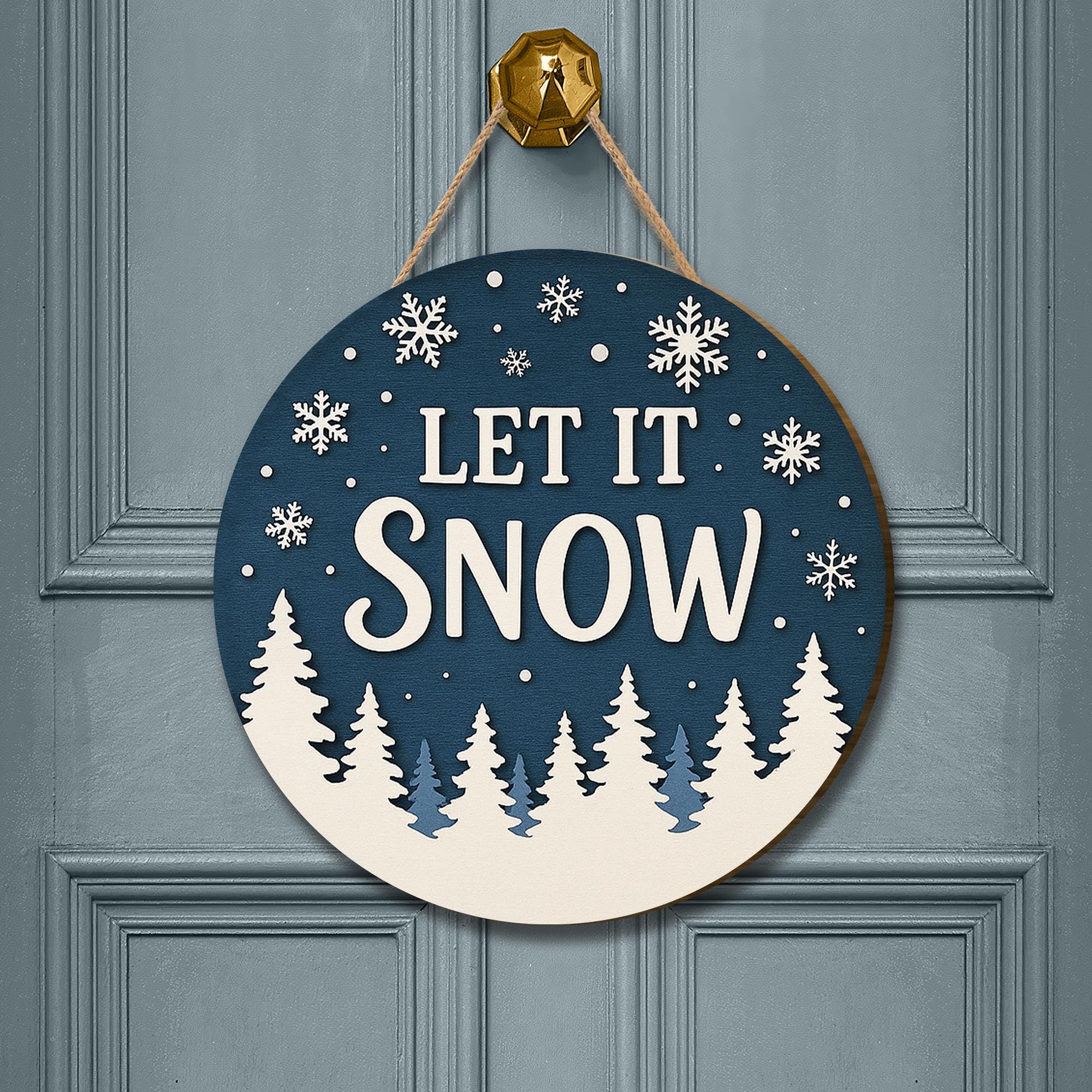 Rustic "Let It Snow" Christmas Wooden Sign: Holiday Door Decor