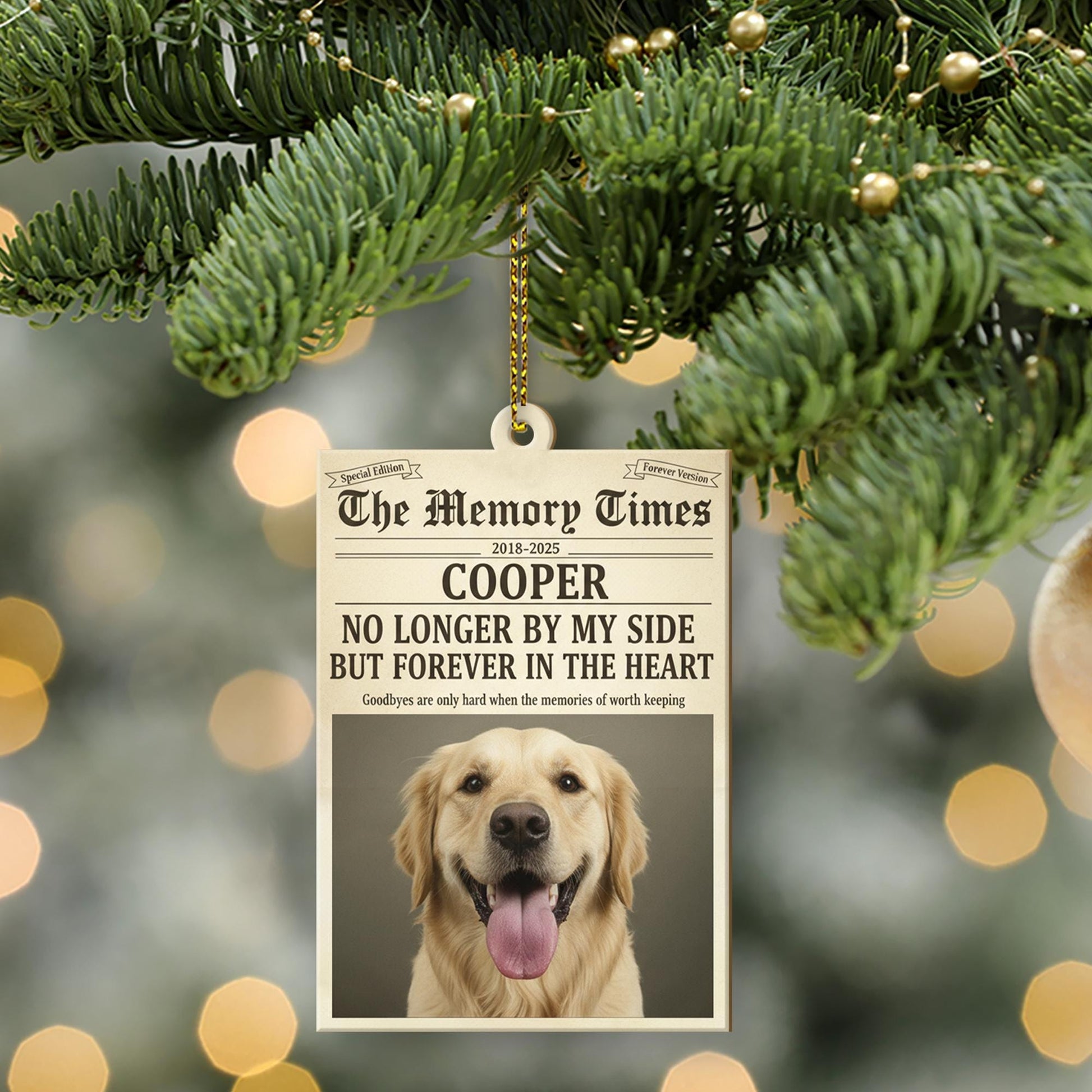 Personalized Pet Memorial Ornament – Custom Dog Photo Remembrance Christmas Decoration