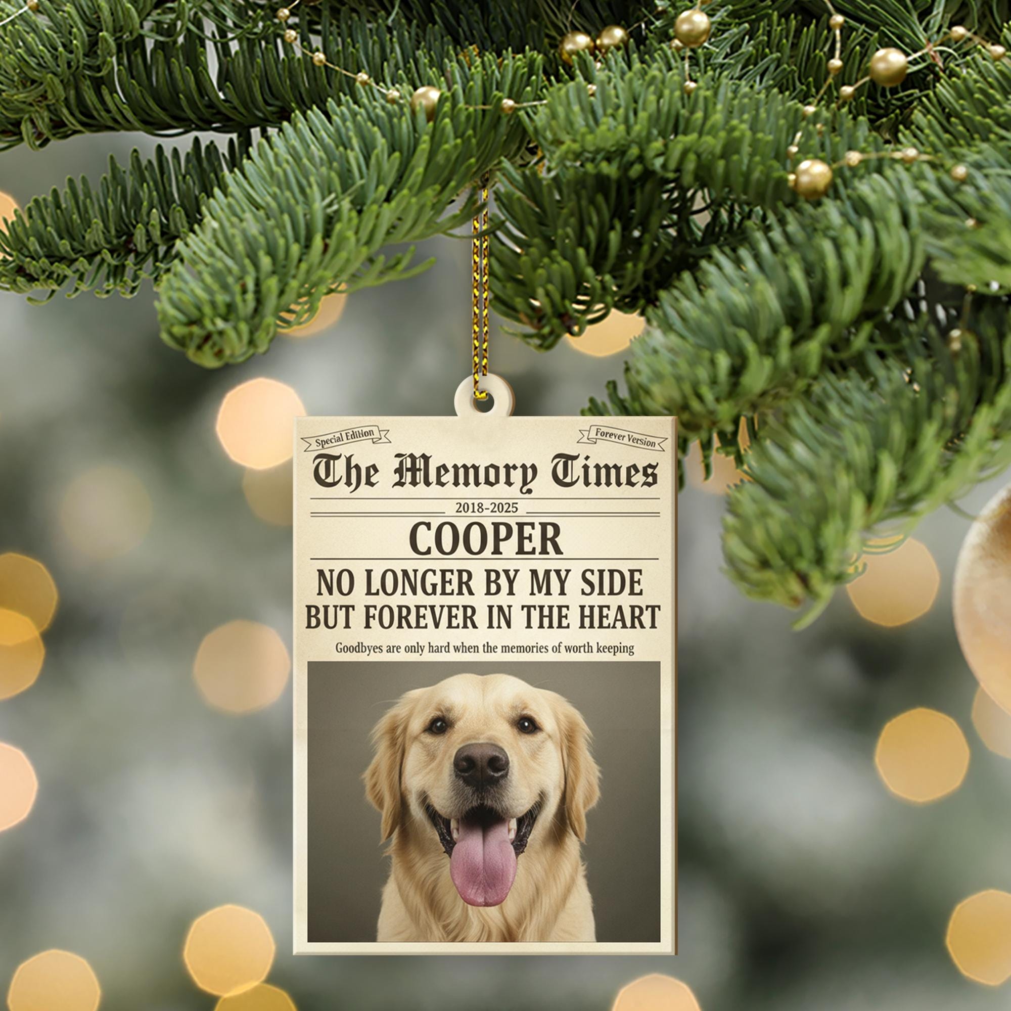 Personalized Pet Memorial Ornament – Custom Dog Photo Remembrance Christmas Decoration