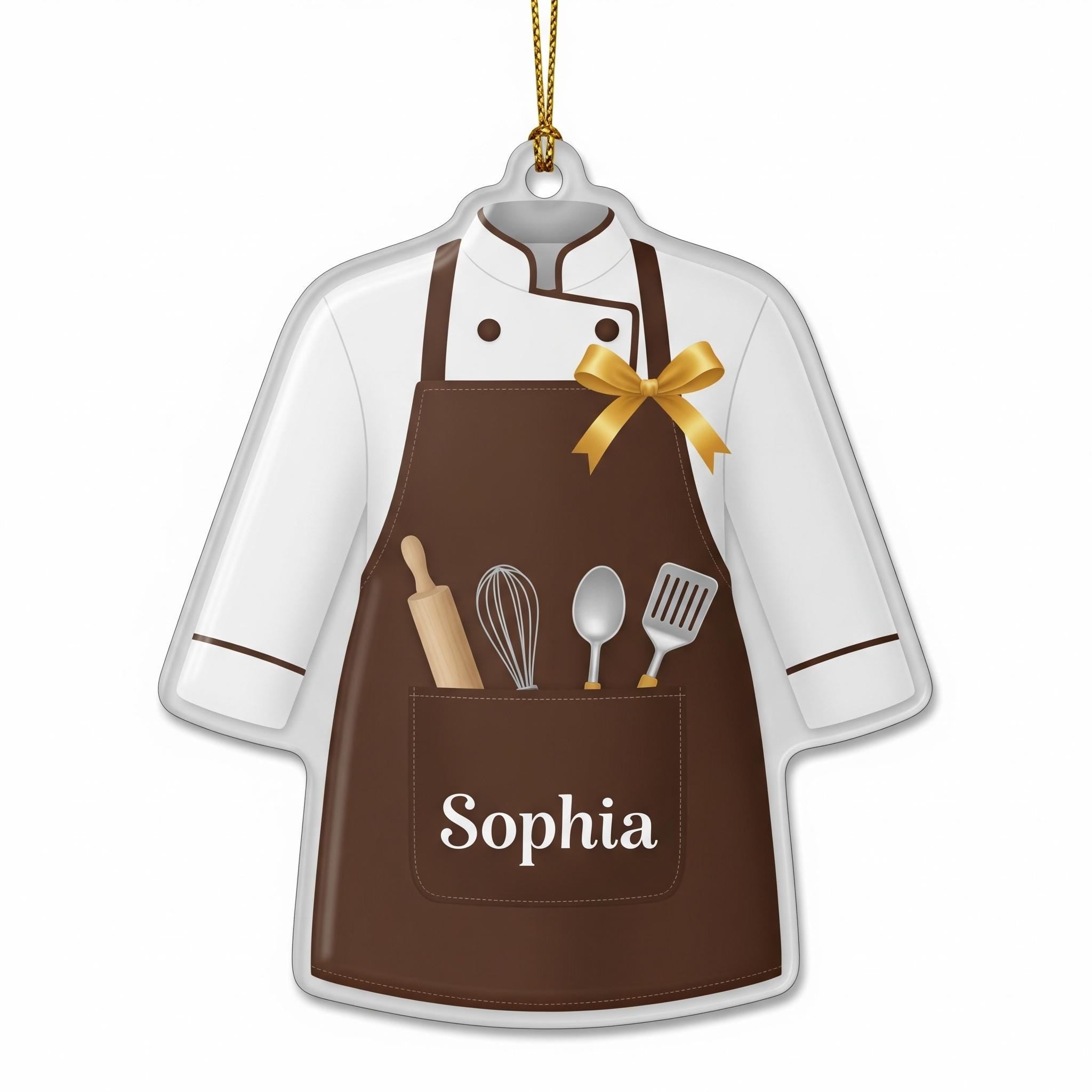 Personalized Chef Ornament – Cooking Apron Christmas Tree Decoration with Name