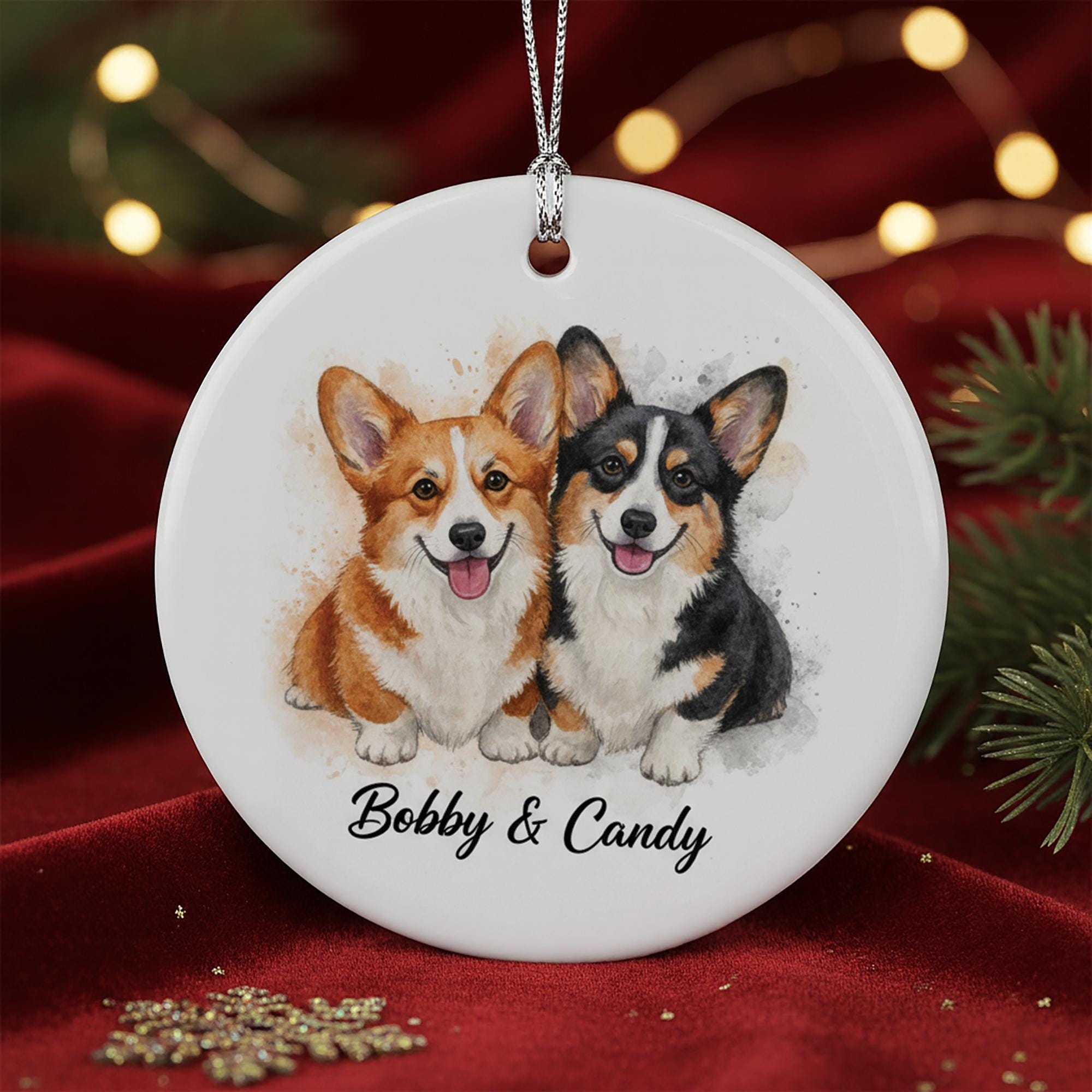 Personalized Dog Ornament Ceramic Keepsake – Custom Pet Portrait Decoration