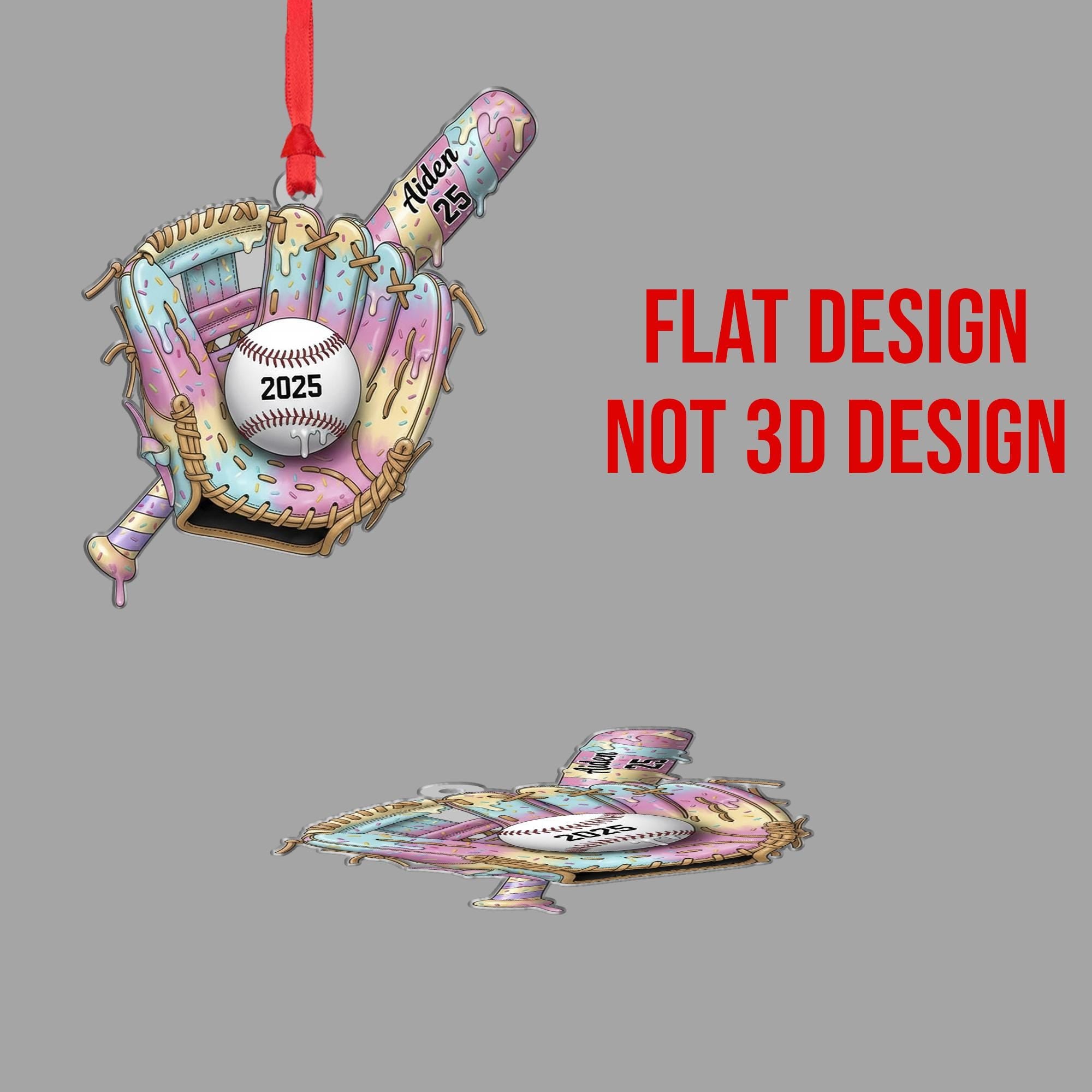 Personalized Baseball Ornament: Custom Acrylic Glove & Bat Design