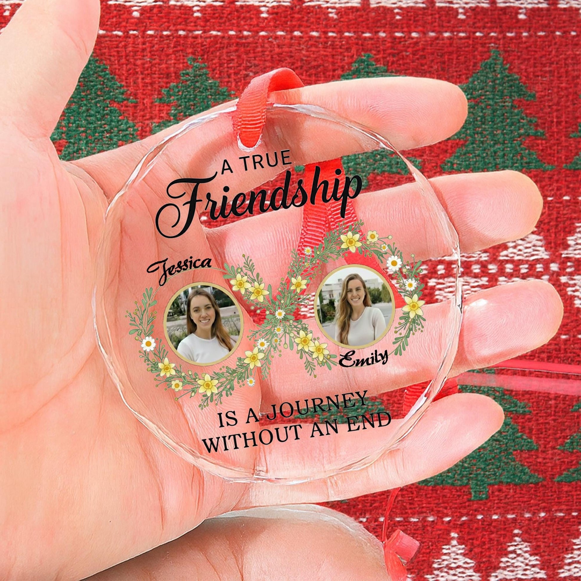 Friendship Glass Ornament – A True Friendship Photo Keepsake