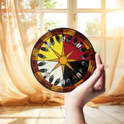 Medicine Wheel Suncatcher – Four Directions Glass Window Art Decor