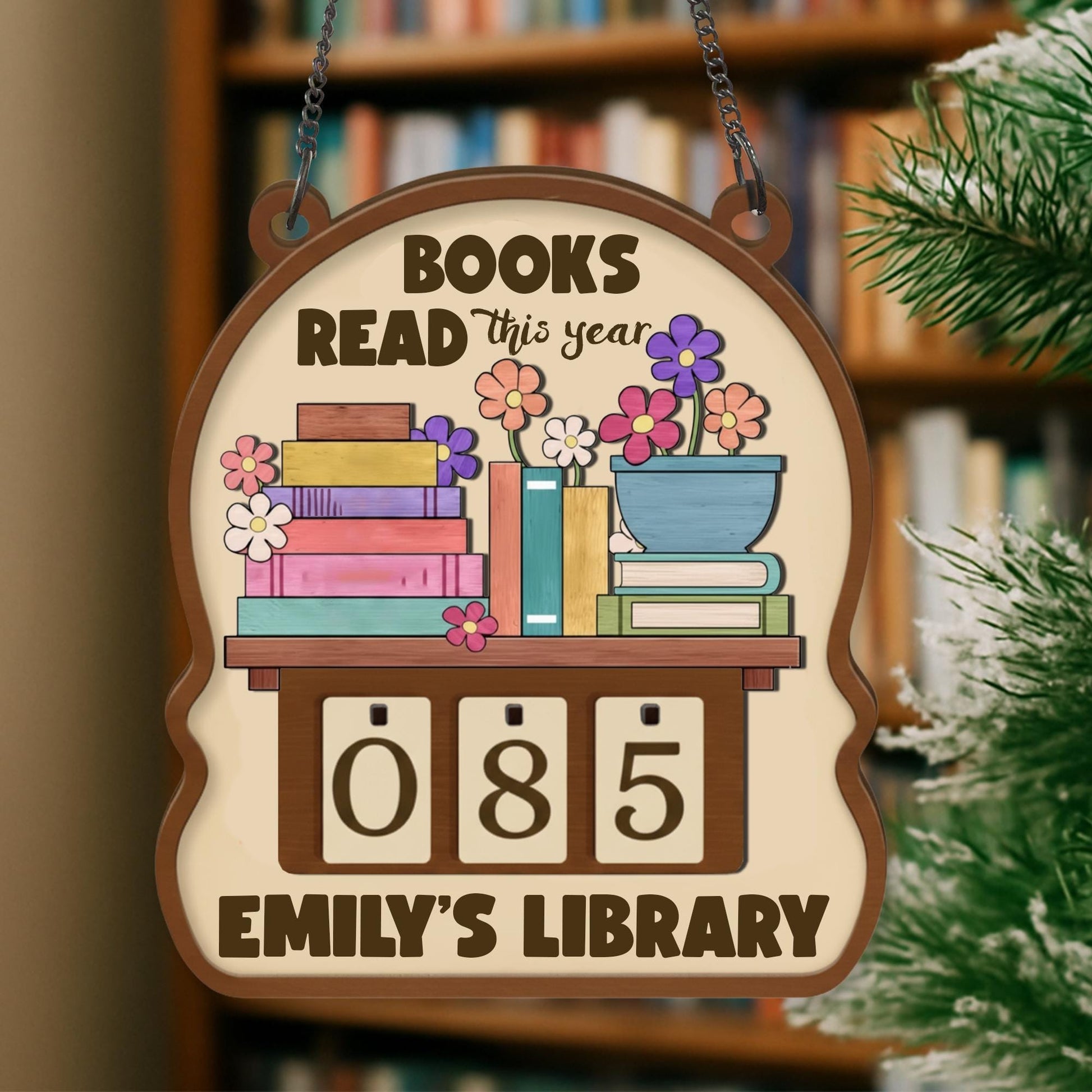 Personalized Book Tracker Sign – Custom Reading Progress Library Decor