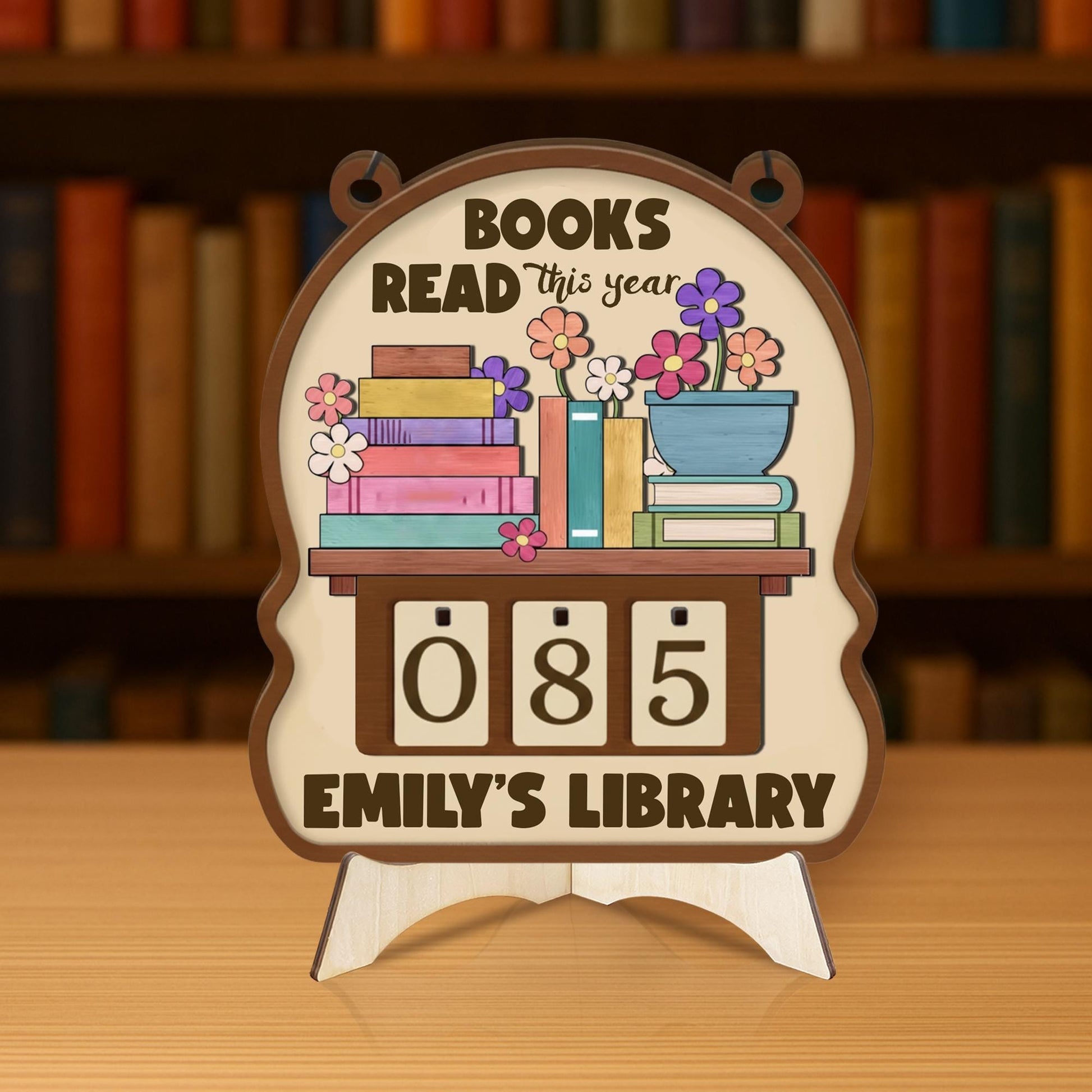 Personalized Book Tracker Sign – Custom Reading Progress Library Decor