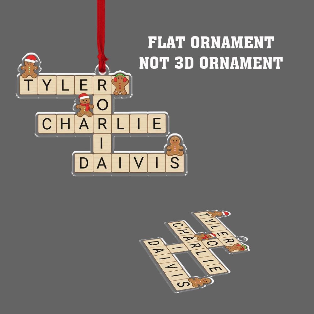 Custom Family Name Crossword Ornament – Personalized Scrabble Tile Christmas Ornament