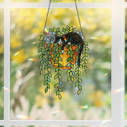 Tuxedo Cat Succulent Suncatcher – Holographic Window Hanging for Cat Lovers