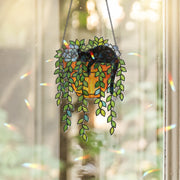 Black Cat Succulent Suncatcher – Holographic Window Decor for Cat Lovers