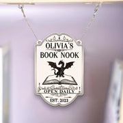 Custom Wooden Bookshelf Sign Personalized Book Nook Hanging Library Decor