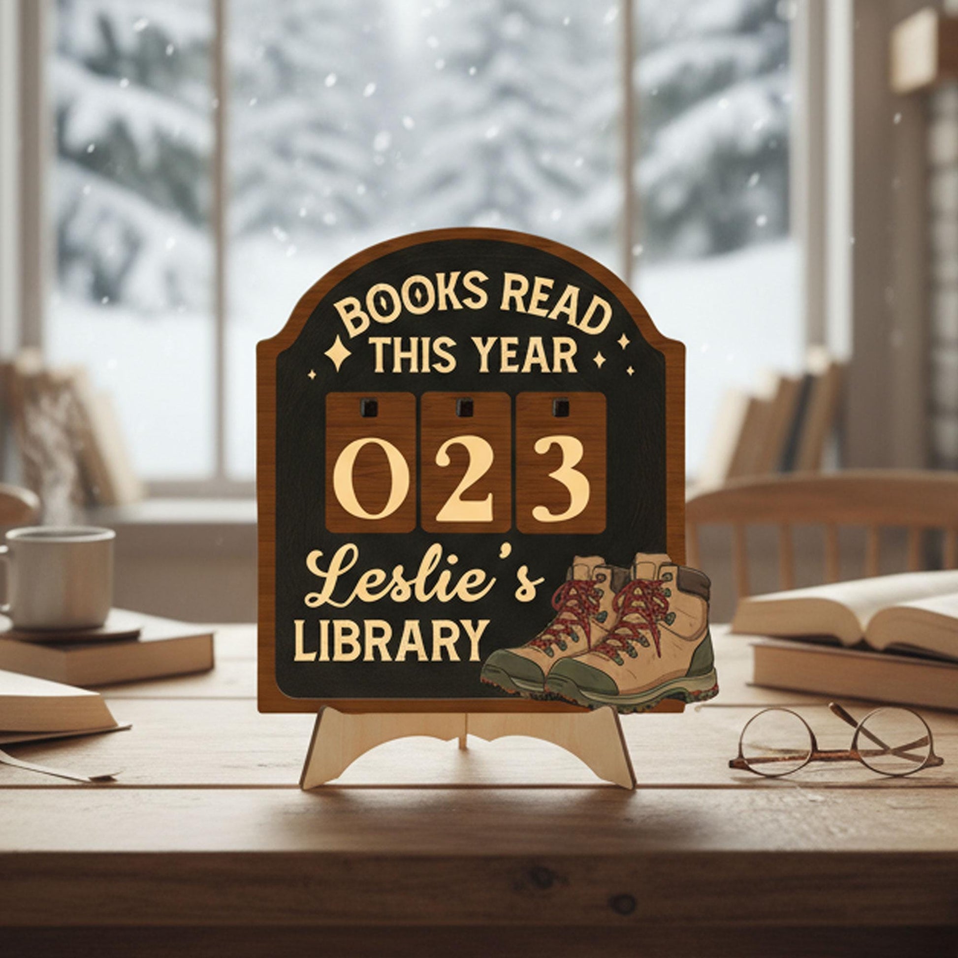 Adventure Books Read This Year Tracker Sign: Personalized Reader Counter, Bookshelf Decor for Book Lovers