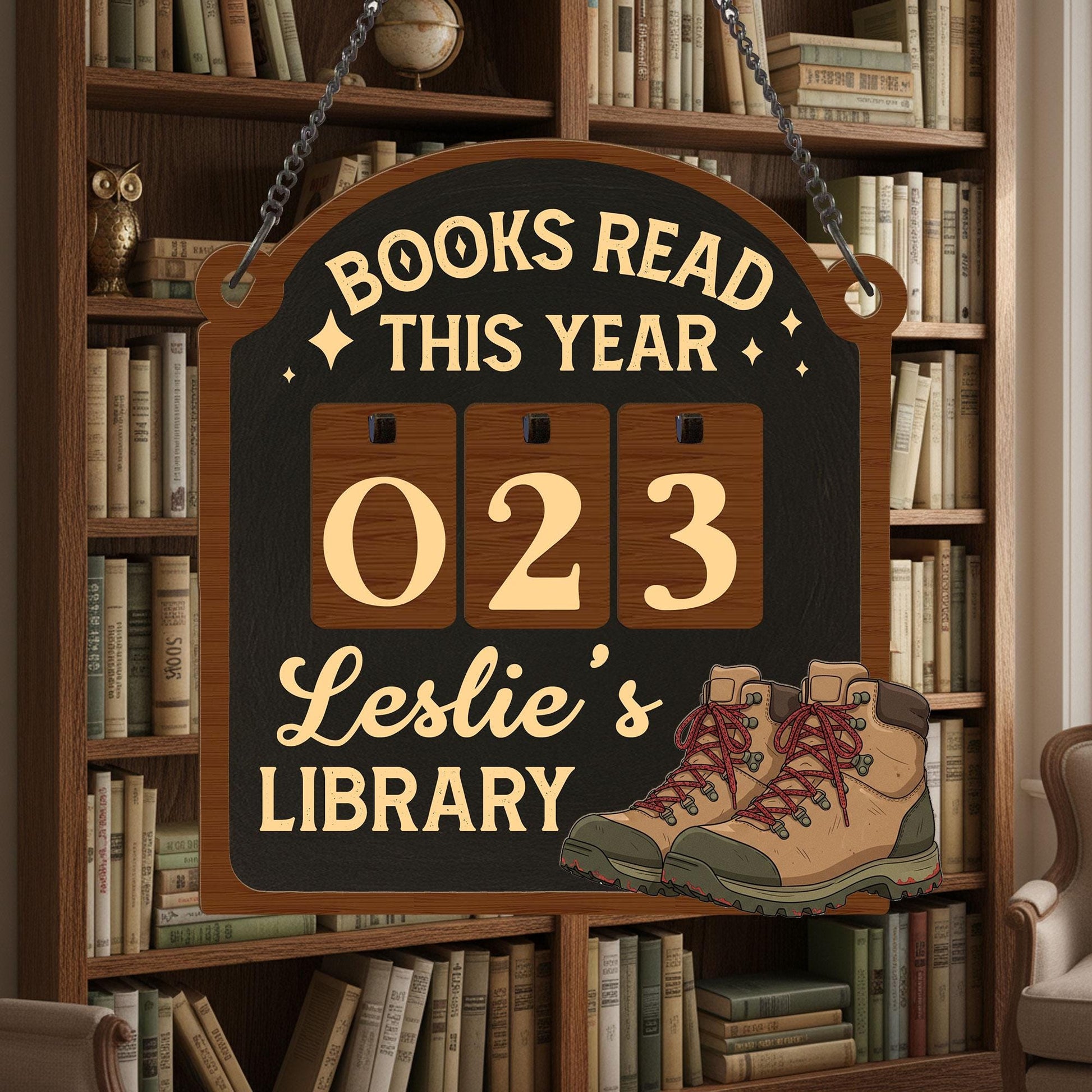 Adventure Books Read This Year Tracker Sign: Personalized Reader Counter, Bookshelf Decor for Book Lovers