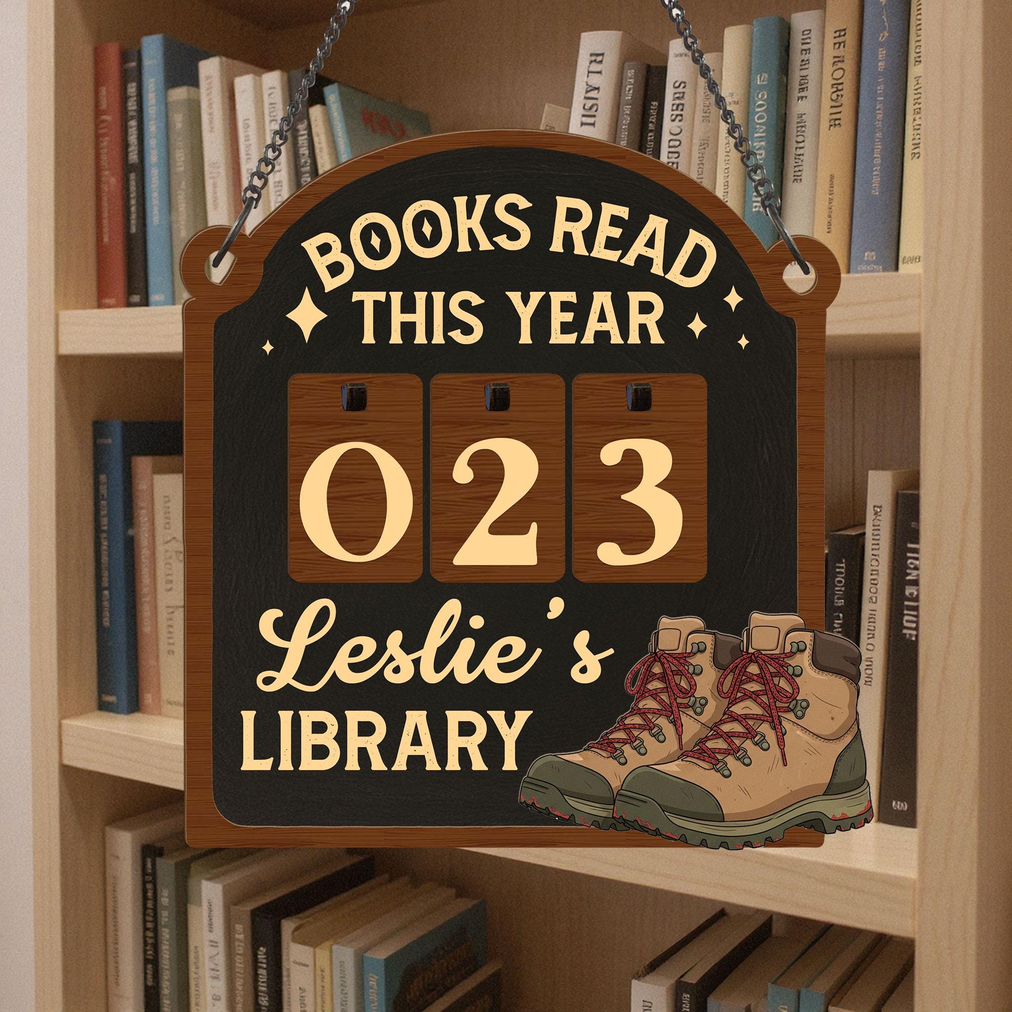 Adventure Books Read This Year Tracker Sign: Personalized Reader Counter, Bookshelf Decor for Book Lovers