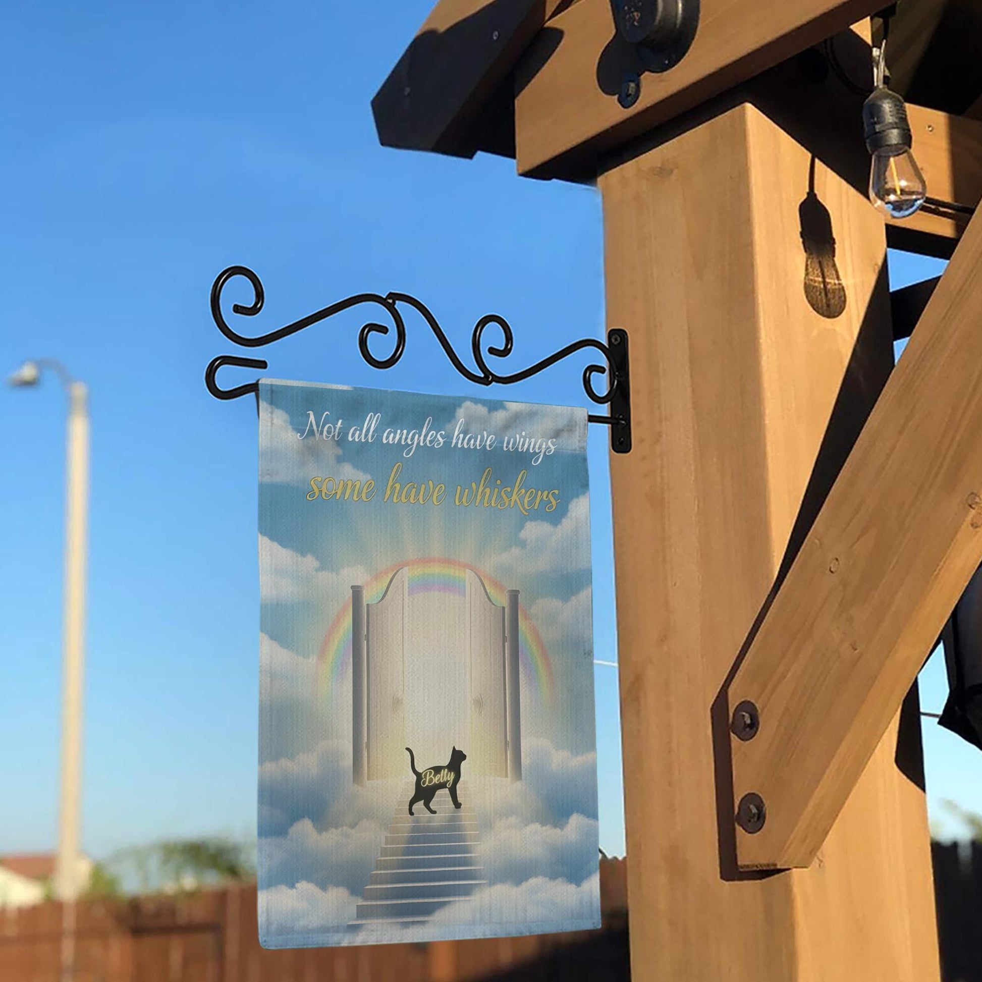 Personalized Cat Memorial Garden Flag: Rainbow Bridge Pet Loss Decor