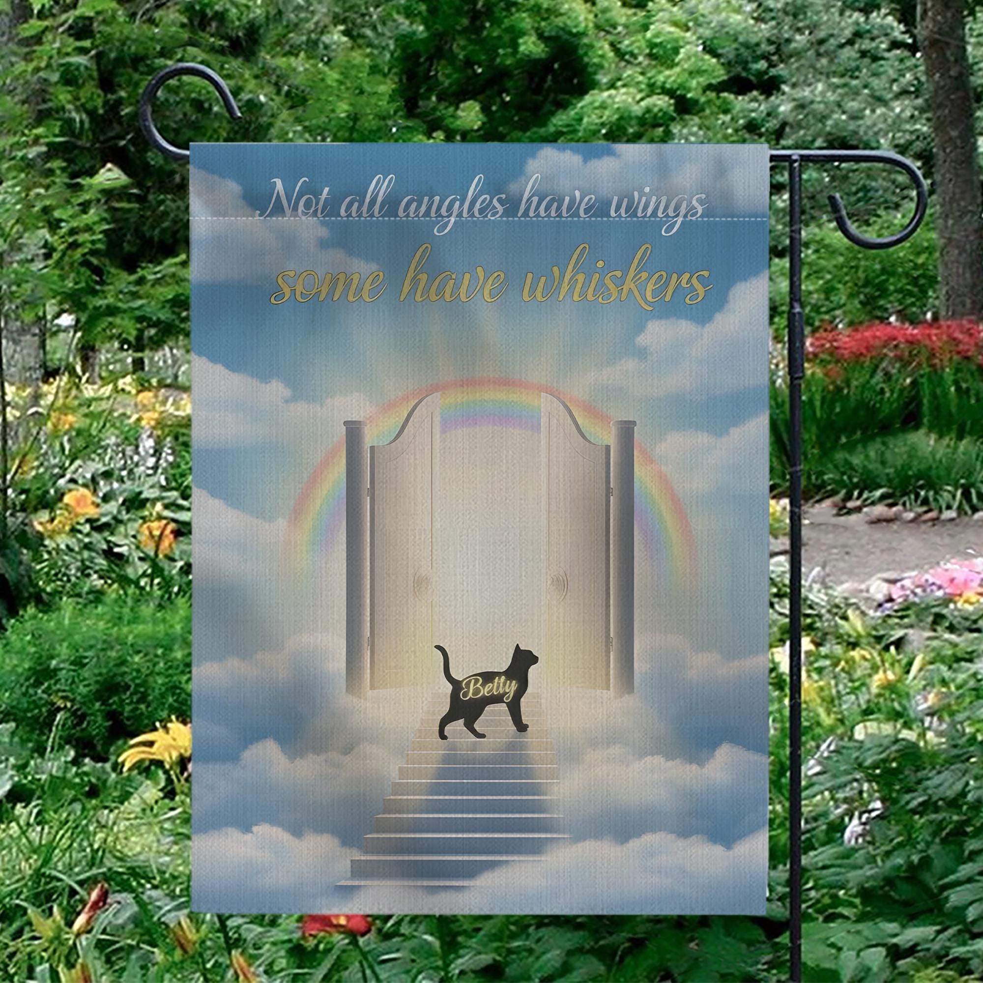 Personalized Cat Memorial Garden Flag: Rainbow Bridge Pet Loss Decor