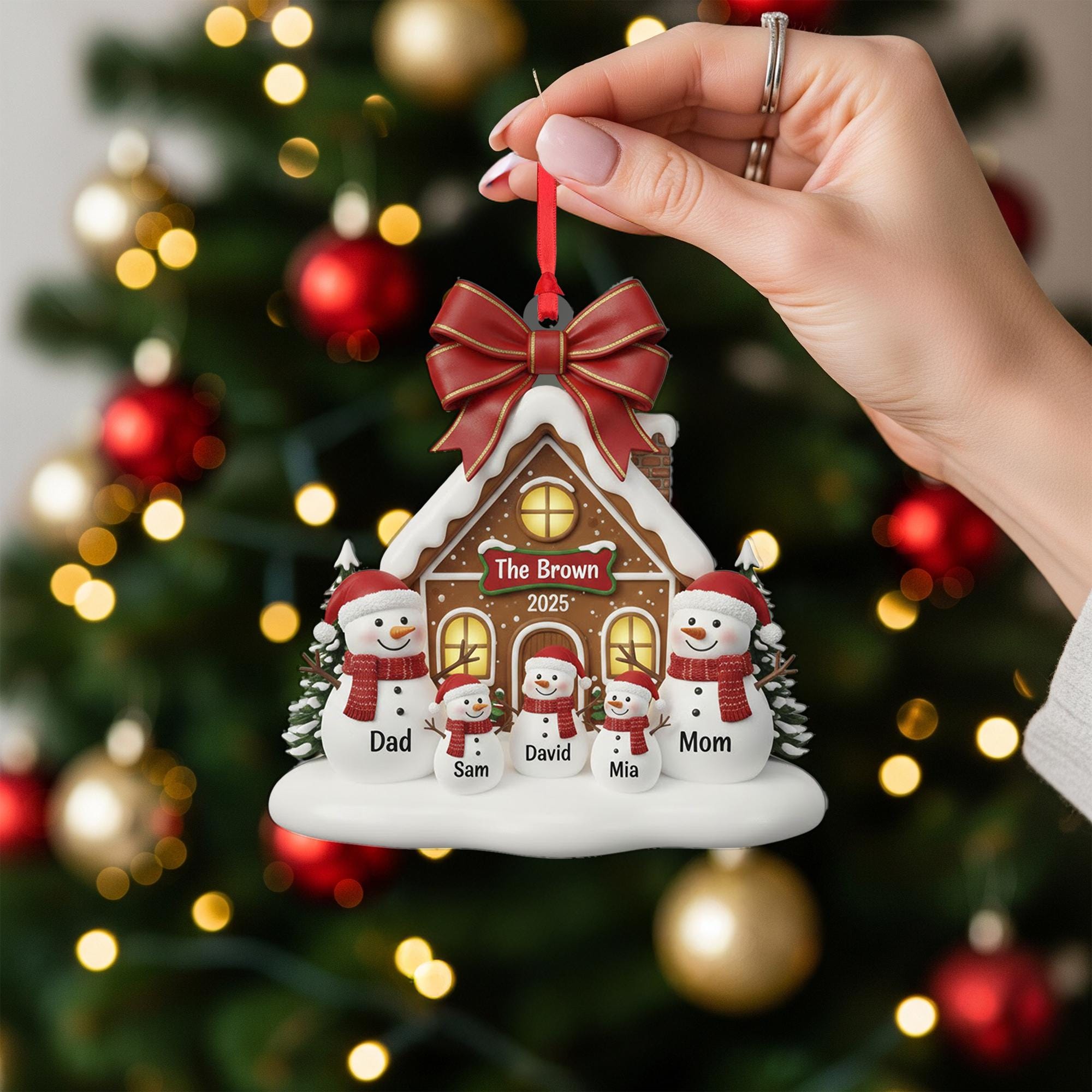 Personalized Snowman House Ornament – Acrylic Family Name Keepsake