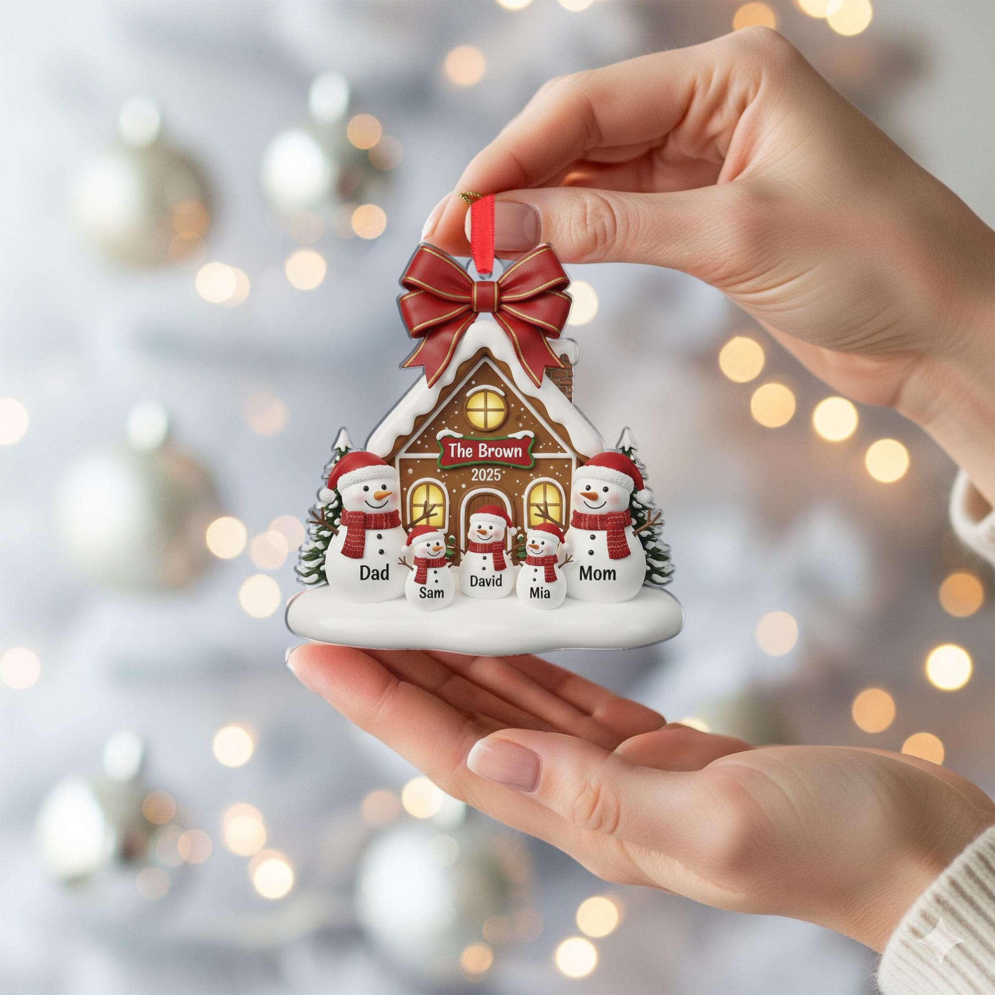 Personalized Snowman House Ornament – Acrylic Family Name Keepsake