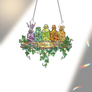 Herb Jar Acrylic Suncatcher, Custom Name Window Hanging with Botanical Shelf Design