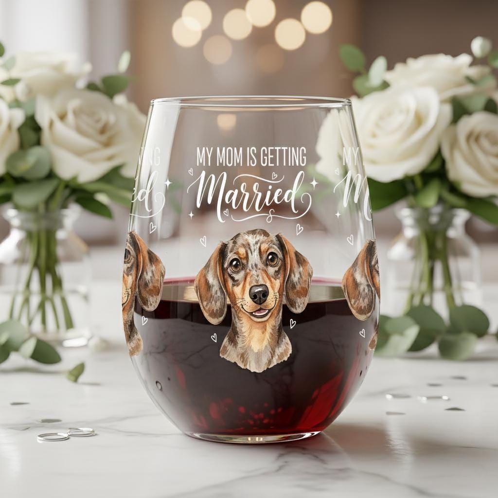 Custom Pet Portrait Wine Glass: Wedding Celebration Gift