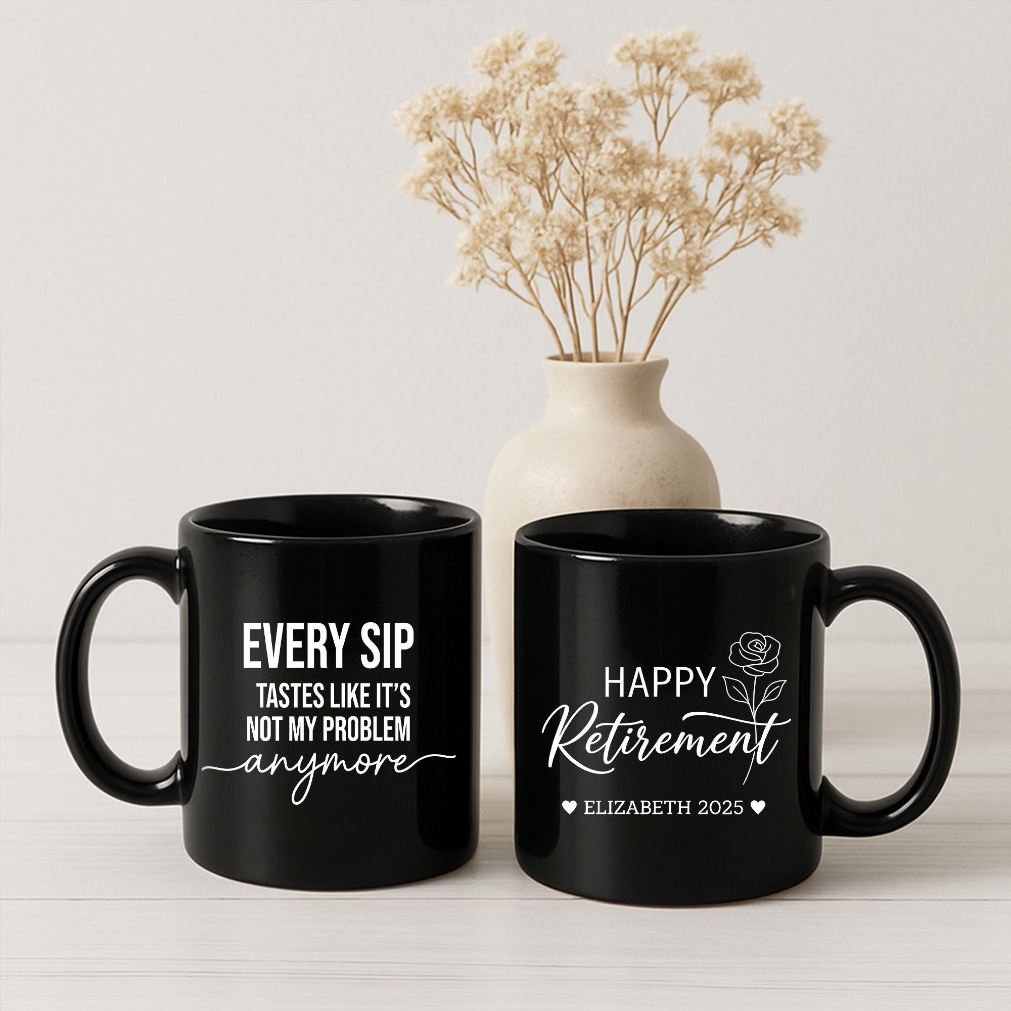 Custom Birth Month Retirement Mug, Personalized Coffee Cup with Name and Year Design