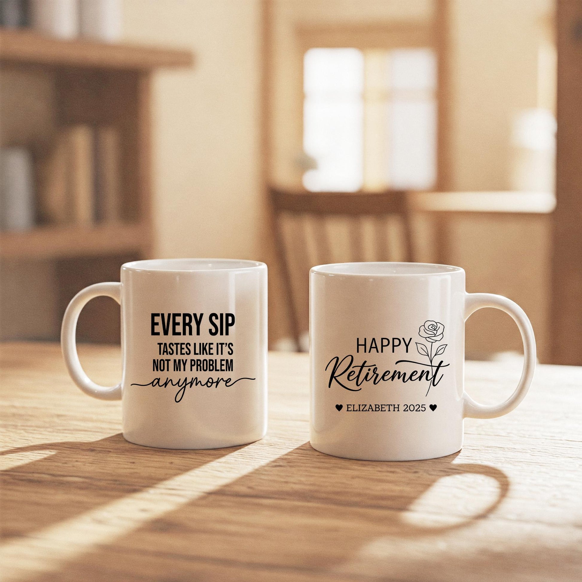 Custom Birth Month Retirement Mug, Personalized Coffee Cup with Name and Year Design