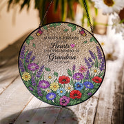 Personalized Flower Memorial Suncatcher – Round Glass Keepsake