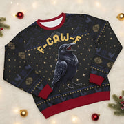 Funny Crow Christmas Sweater: F-Caw-F All-Over Print Knit Pullover, Gothic Holiday Humor